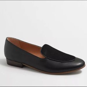 J CREW Black Calf Hair Stacked-Heel Loafers Size 8